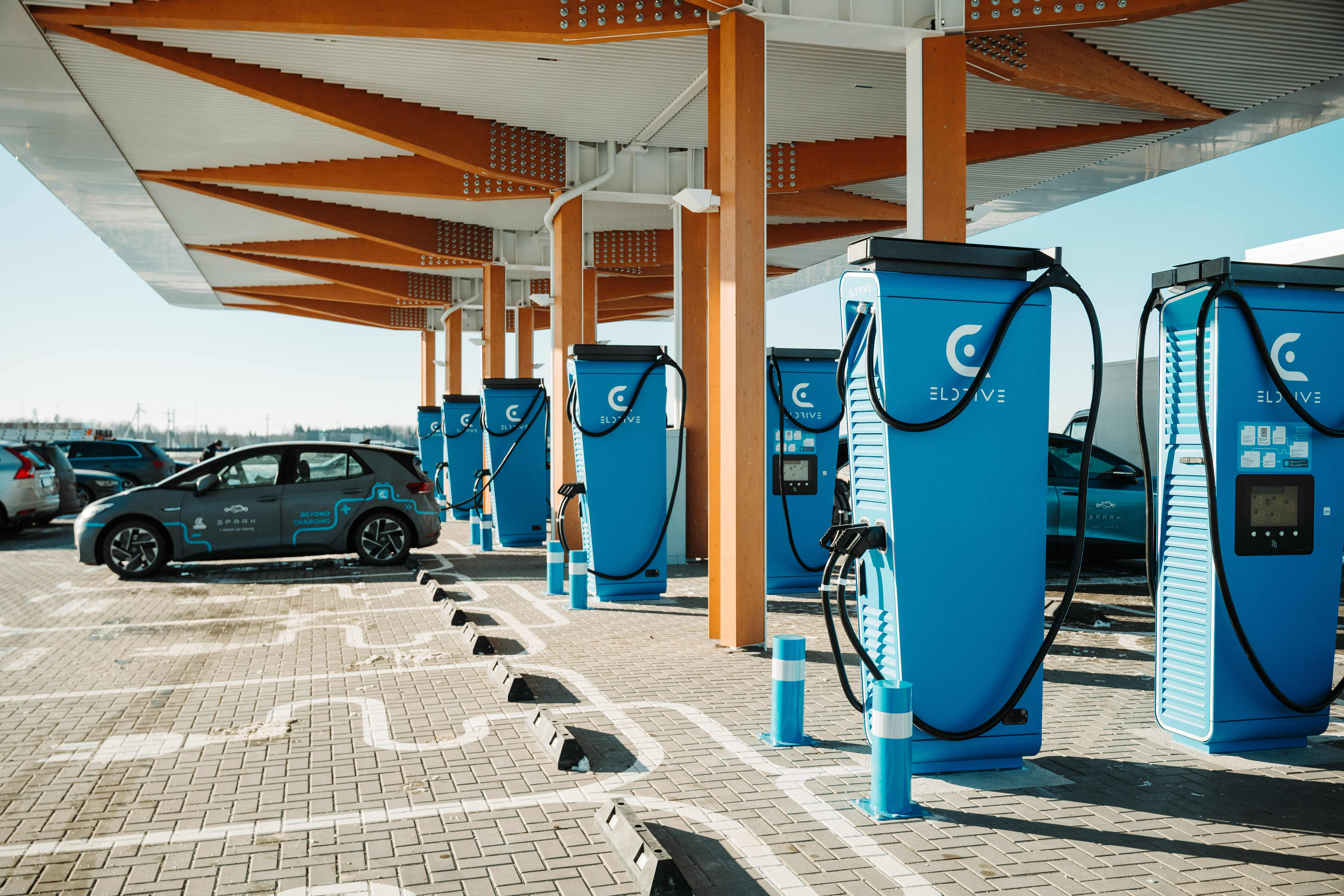Electric mobility event at the Eldrive charging hub near Panevėžys