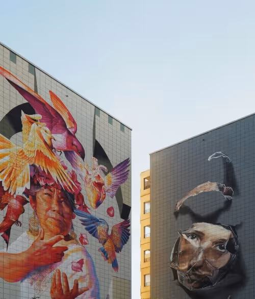 Street Mural auf zwei berliner Hauswände