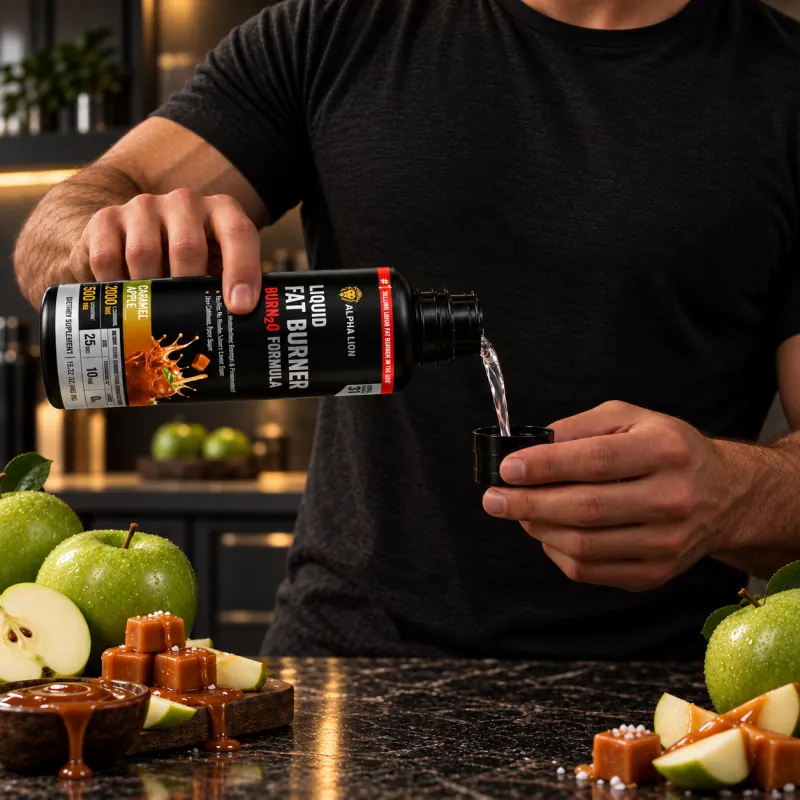Man pouring a shot of Burn2O liquid fat burner