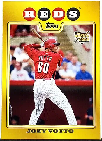 Baseball card featuring Joey Votto in Cincinnati Reds uniform number 60, holding a bat ready to swing.