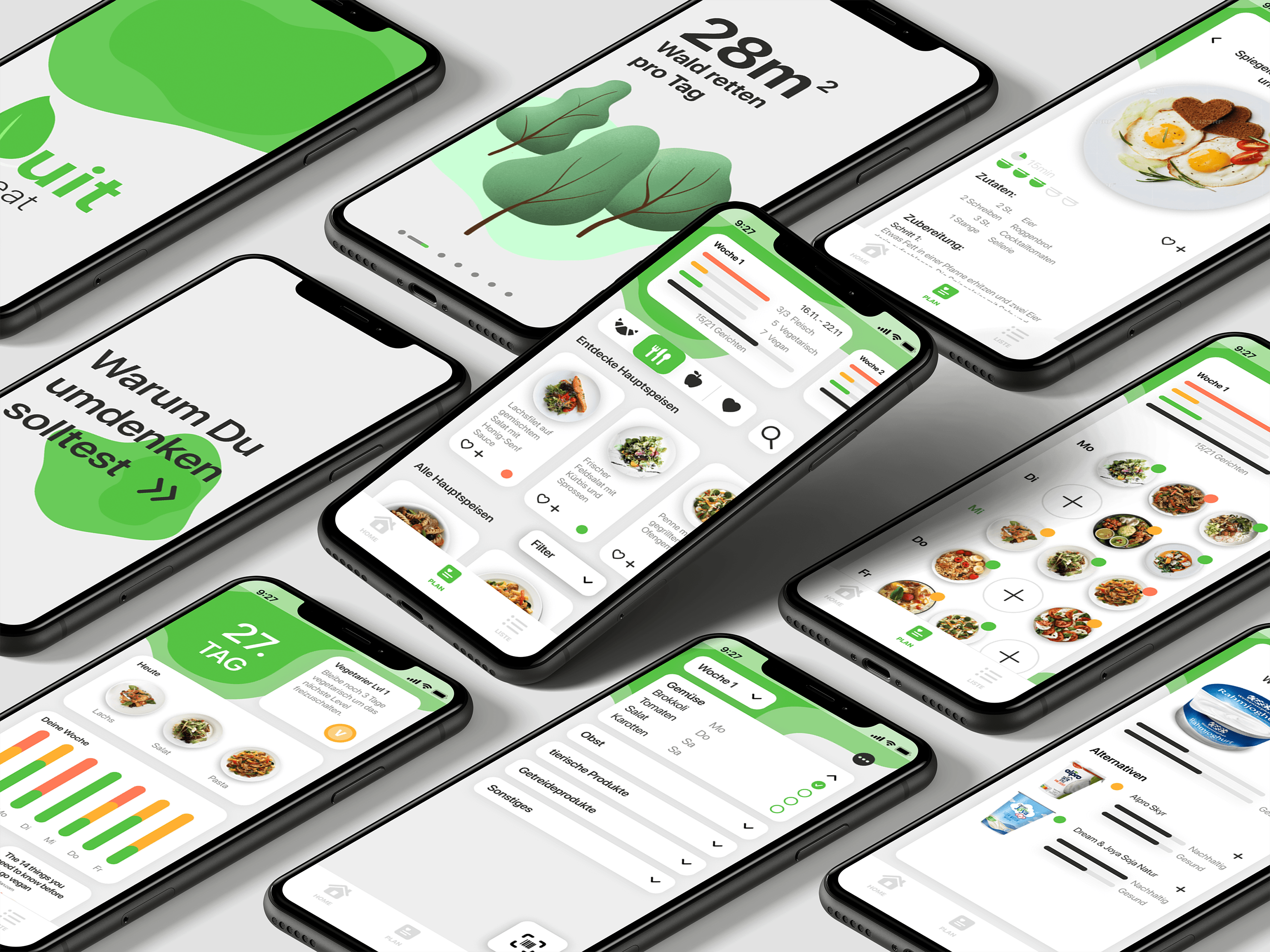 collection of screens from QuitMeat App.