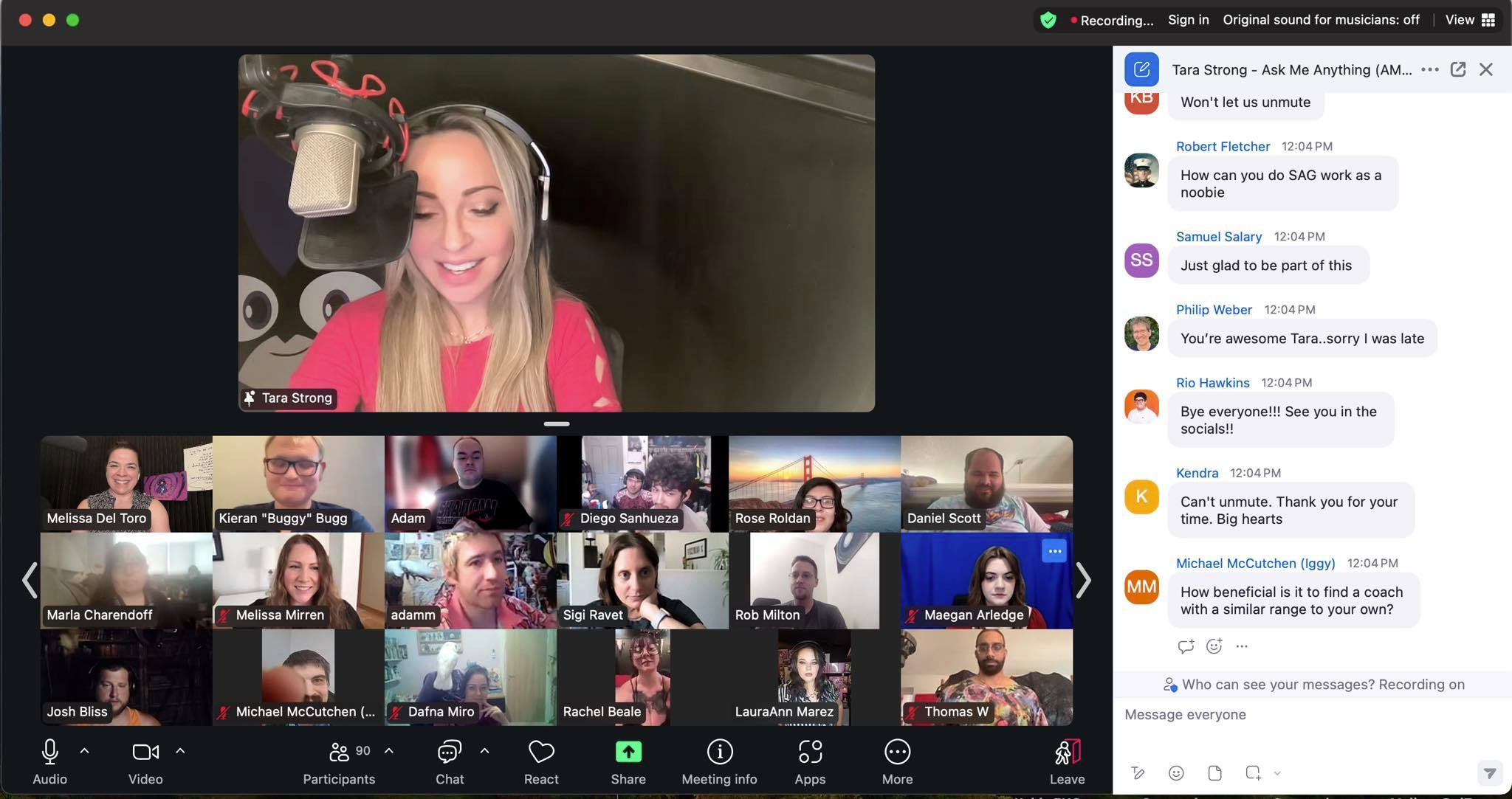 Tara Strong live with Voicelings - the best voice acting community.