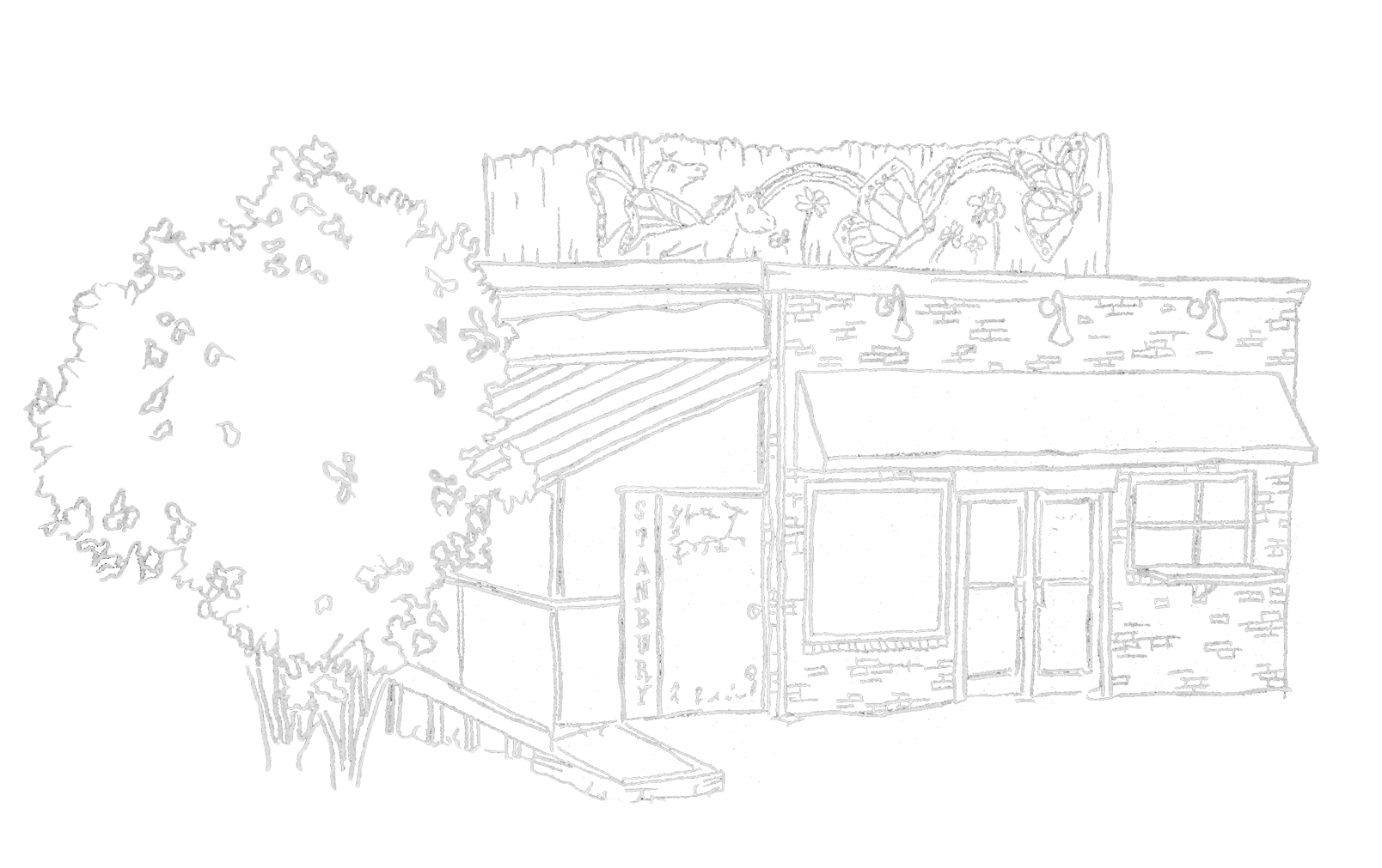 A drawing of the restaurant.