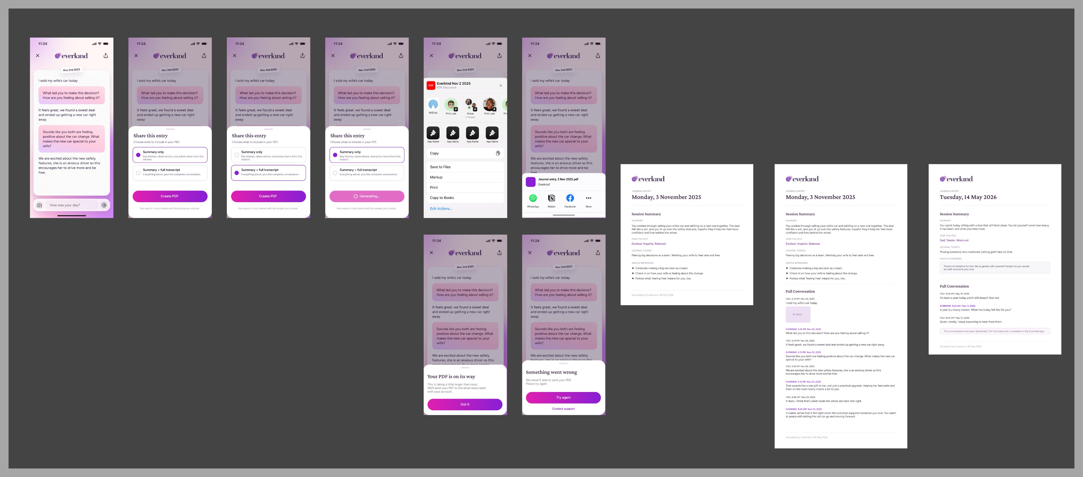 Journal export and PDF