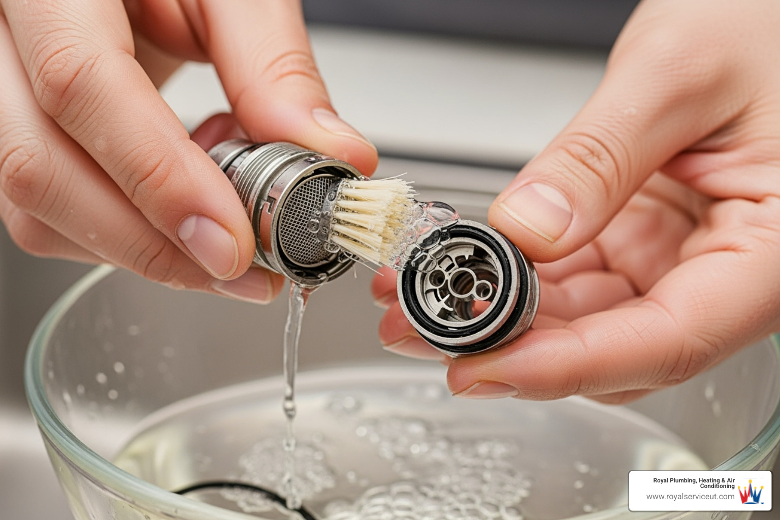 Cleaning a clogged faucet aerator - low water pressure
