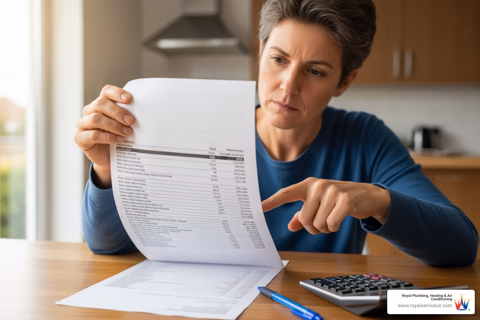 person reviewing an invoice or budget - hvac repair salt lake city ut