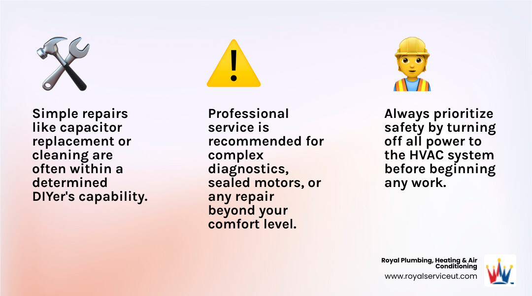 Infographic: Blower Motor Repair vs. Replacement Cost Comparison - blower motor repair infographic 3_facts_emoji_light-gradient