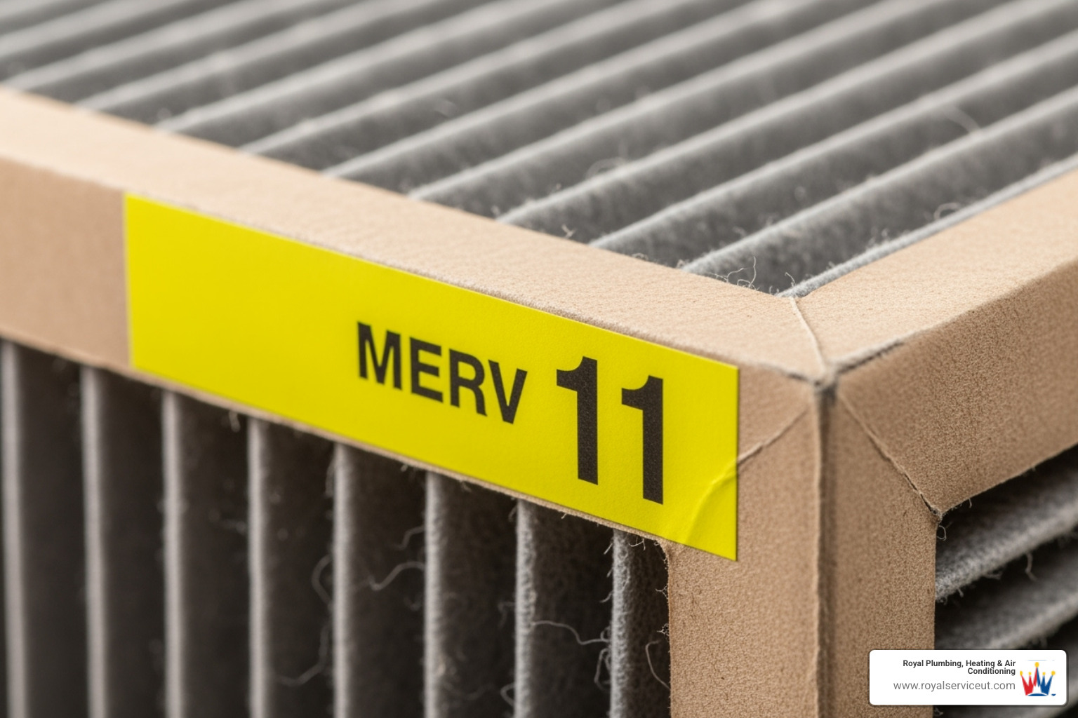Image of a filter's edge showing the MERV rating number - air filter replacement