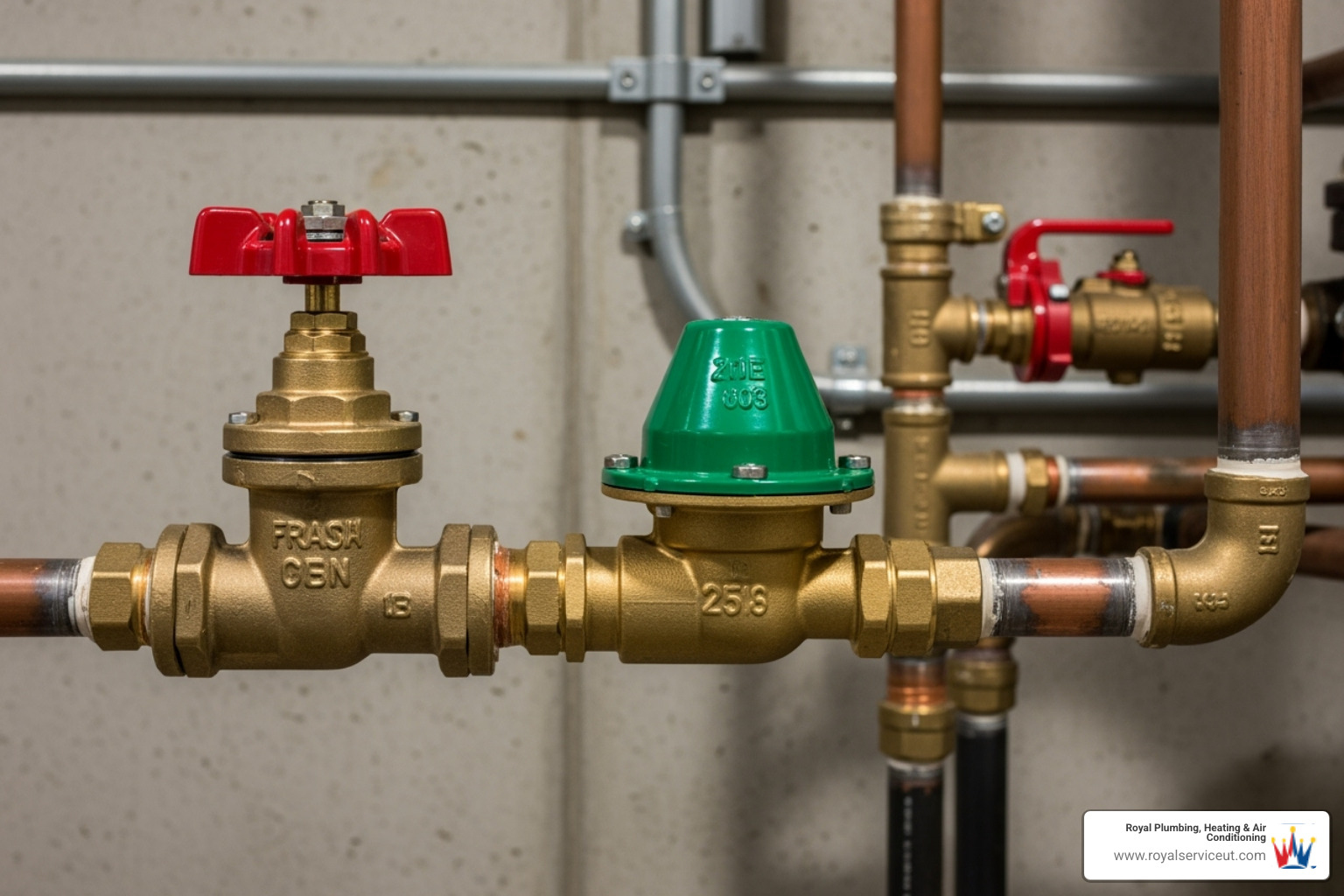 pressure regulator valve near a home's main water shutoff - pressure regulator valve