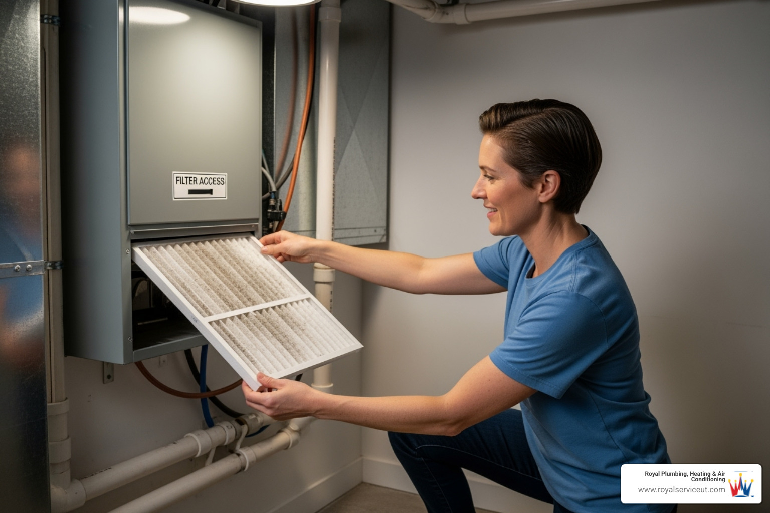 A homeowner is shown easily changing an air filter in their HVAC system, demonstrating simple, proactive maintenance. - ac installation salt lake city ut A homeowner is shown easily changing an air filter in their HVAC system, demonstrating simple, proactive maintenance. - ac installation salt lake city ut