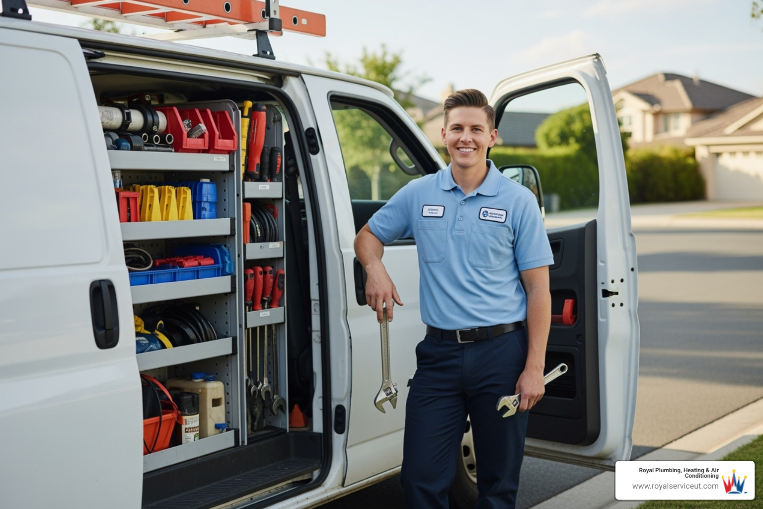 A friendly, uniformed plumber with a well-stocked service van, ready to assist - emergency plumbing repair ogden ut A friendly, uniformed plumber with a well-stocked service van, ready to assist - emergency plumbing repair ogden ut