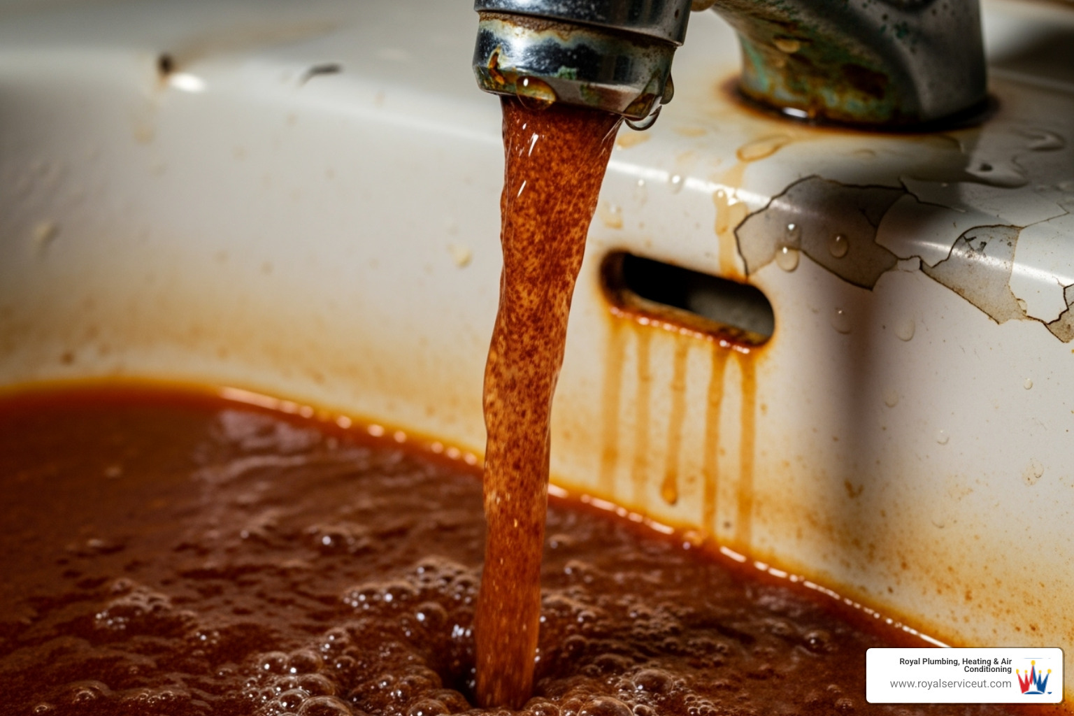 rusty colored water coming from a faucet - emergency water heater replacement roy ut