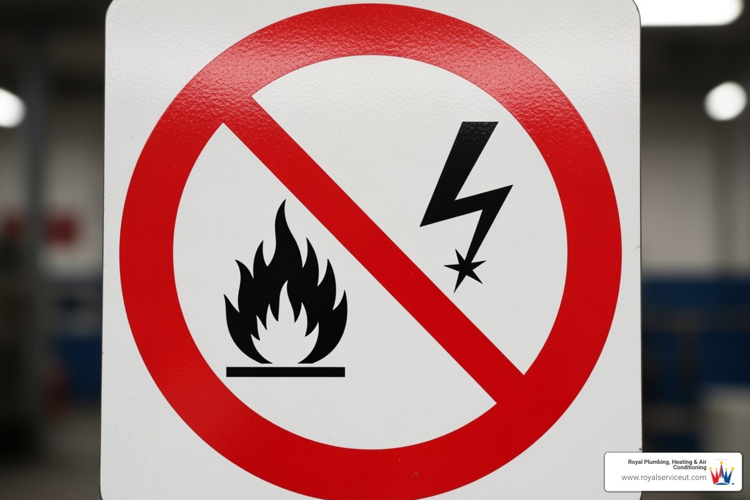 No Flames, No Sparks warning sign - gas leak emergency holladay ut