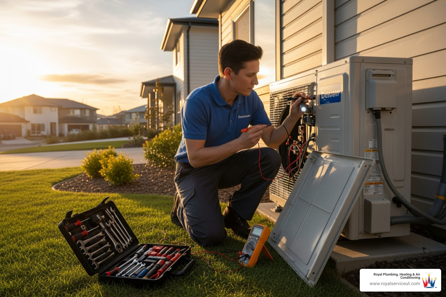 technician performing heat pump inspection - heat pump maintenance west valley city ut
