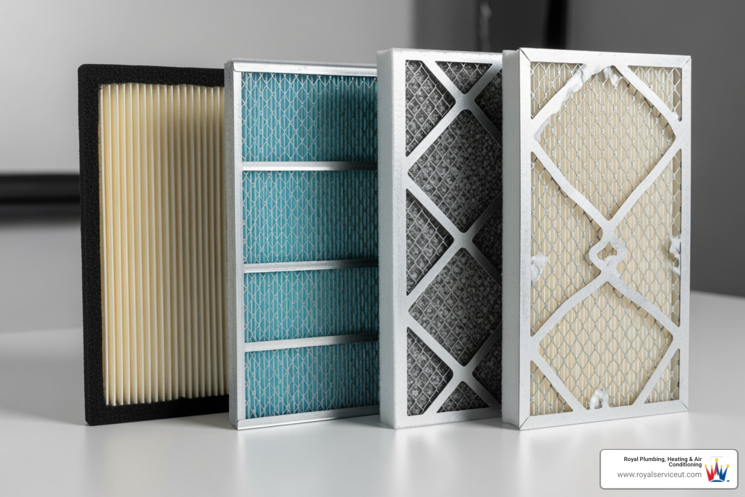 A variety of air filter types like pleated, fiberglass, and electrostatic - filter replacement holladay ut A variety of air filter types like pleated, fiberglass, and electrostatic - filter replacement holladay ut