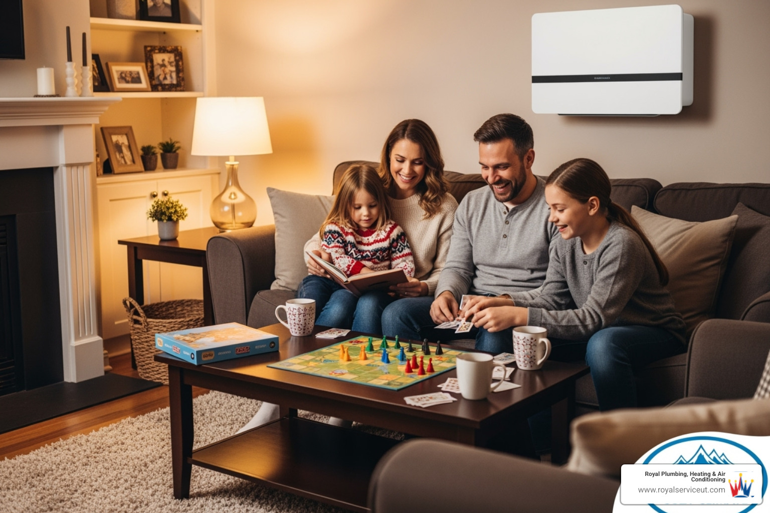 Happy family enjoying a comfortable home after heat pump repair in Brigham City UT - heat pump repair brigham city ut Happy family enjoying a comfortable home after heat pump repair in Brigham City UT - heat pump repair brigham city ut