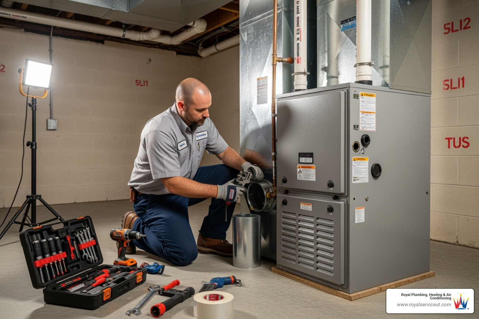 certified technician installing new furnace - furnace installation ogden ut