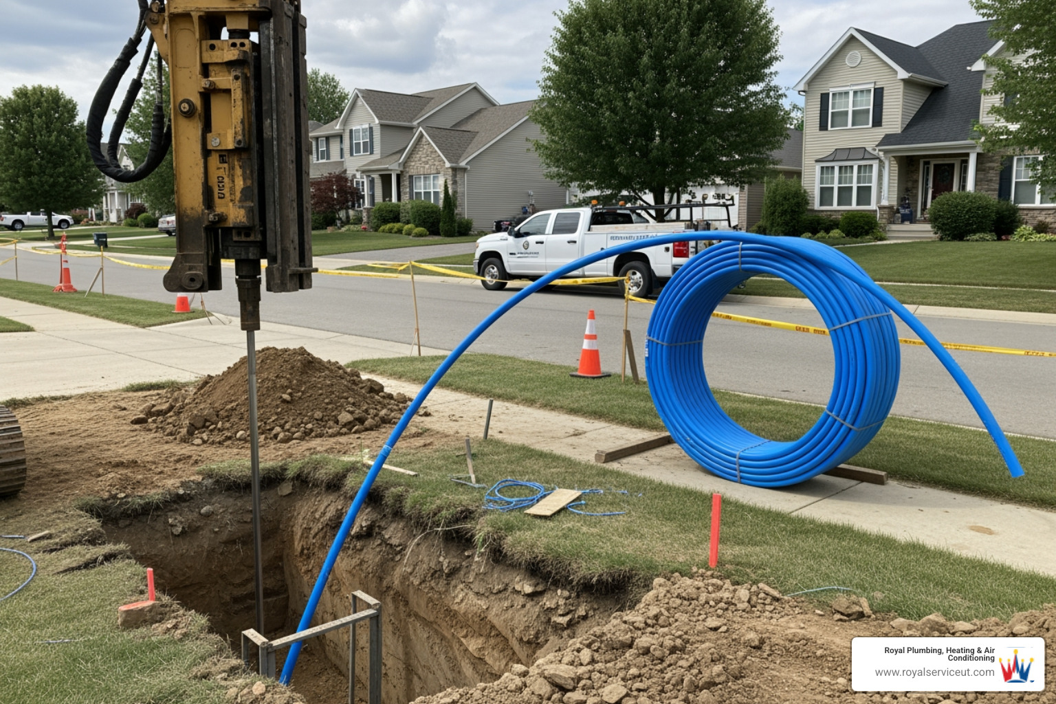 Pipe bursting in action, showing a new pipe being pulled through the old one with minimal excavation - cost to replace orangeburg pipe Pipe bursting in action, showing a new pipe being pulled through the old one with minimal excavation - cost to replace orangeburg pipe