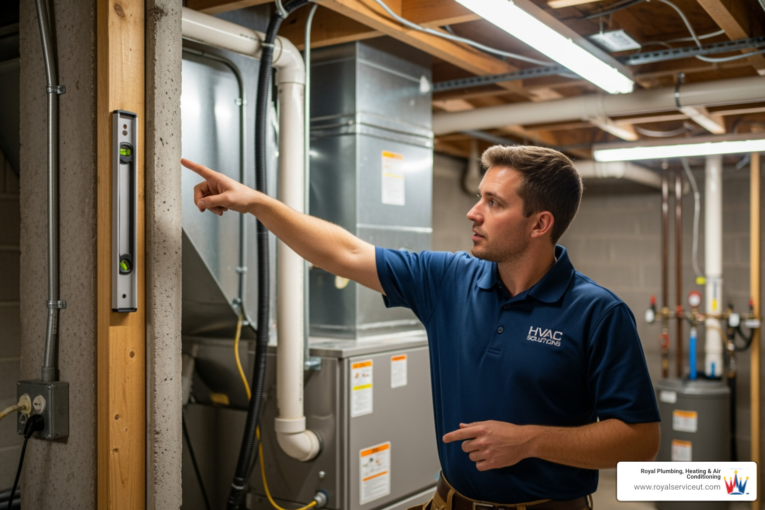 person pointing to mounting location for air conditioner drain pump - air conditioner drain pump installation person pointing to mounting location for air conditioner drain pump - air conditioner drain pump installation