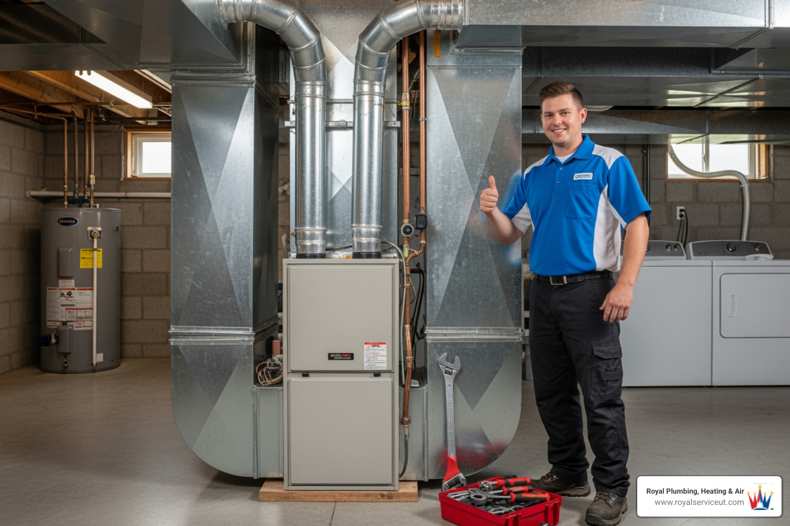 Infographic showing three main benefits of new furnace installation: energy savings with lower monthly bills, improved comfort with consistent heating throughout the home, and better air quality with advanced filtration systems - furnace installation best in ogden, ut