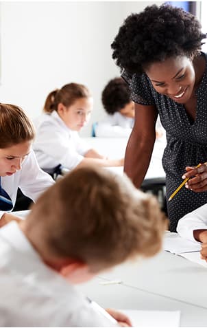 A photo of a school classroom