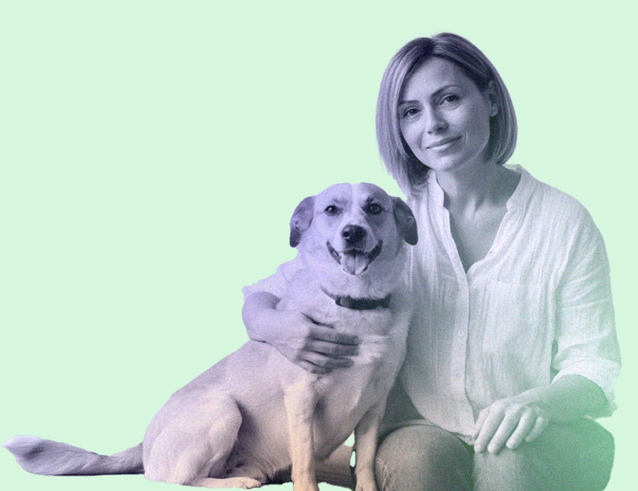 Portrait image of a woman with a dog