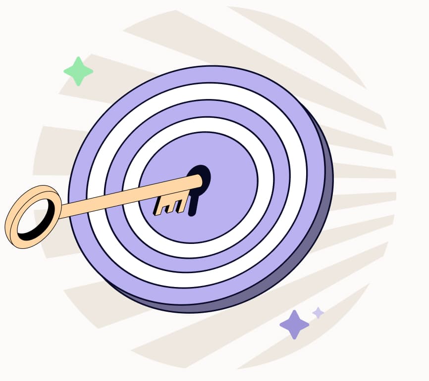 An illustration of a key unlocking a target board