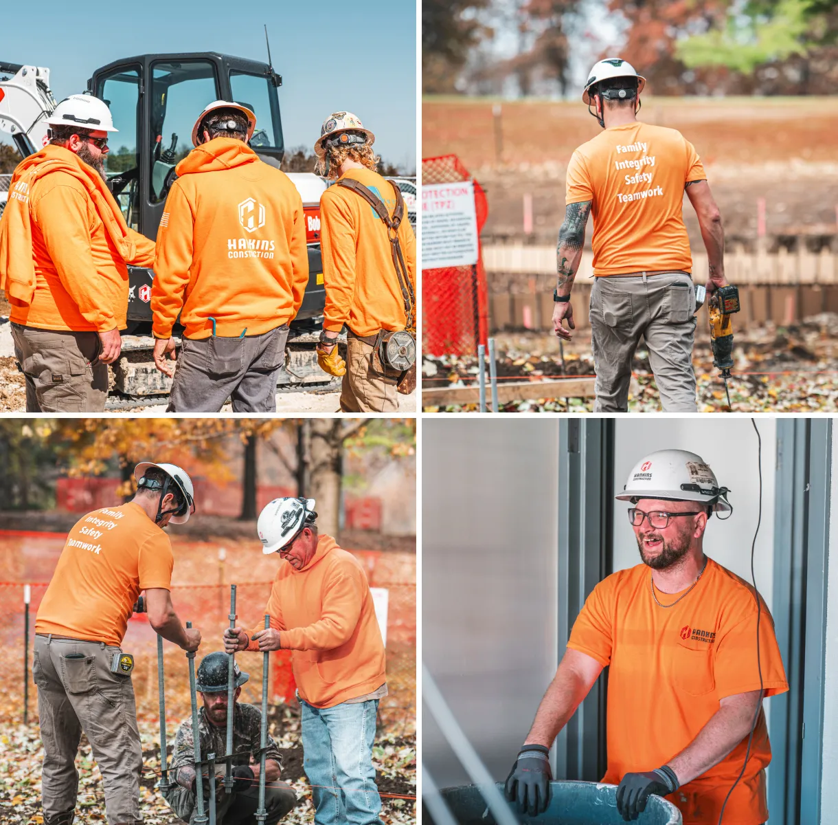 Construction workers discussing a project at a job site
