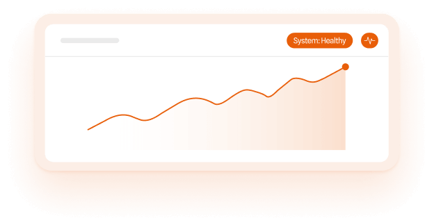 Graph with an upward trend line labeled System: Healthy, indicating improving system health.
