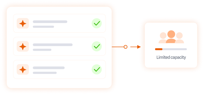 Interface showing a completed progress bar at 100% and an orange button labeled 'Deploy Agent' with a checkmark, with a small calendar indicating 10 days.