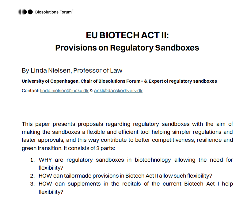 Biosolutions Forum+'s response to call for evidence on Biotech Act II