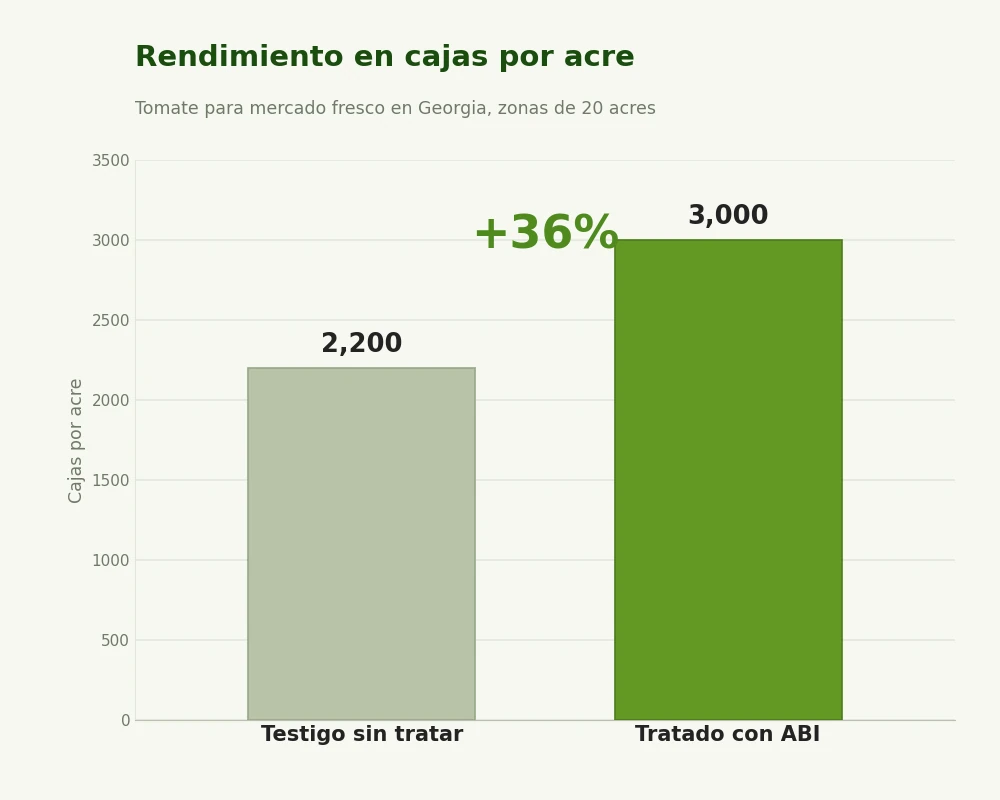 Cajas por acre, un aumento del 36 por ciento
