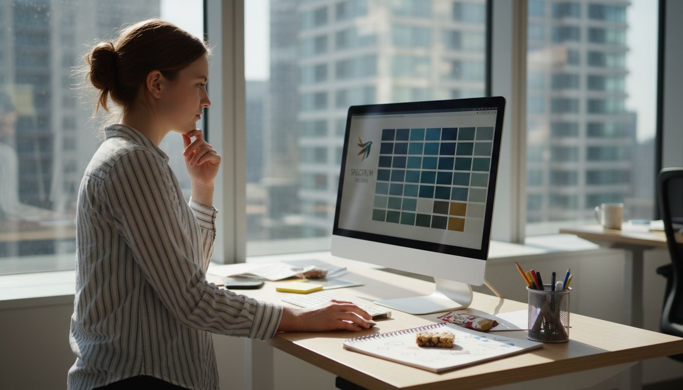 Designer reviews visual branding palettes