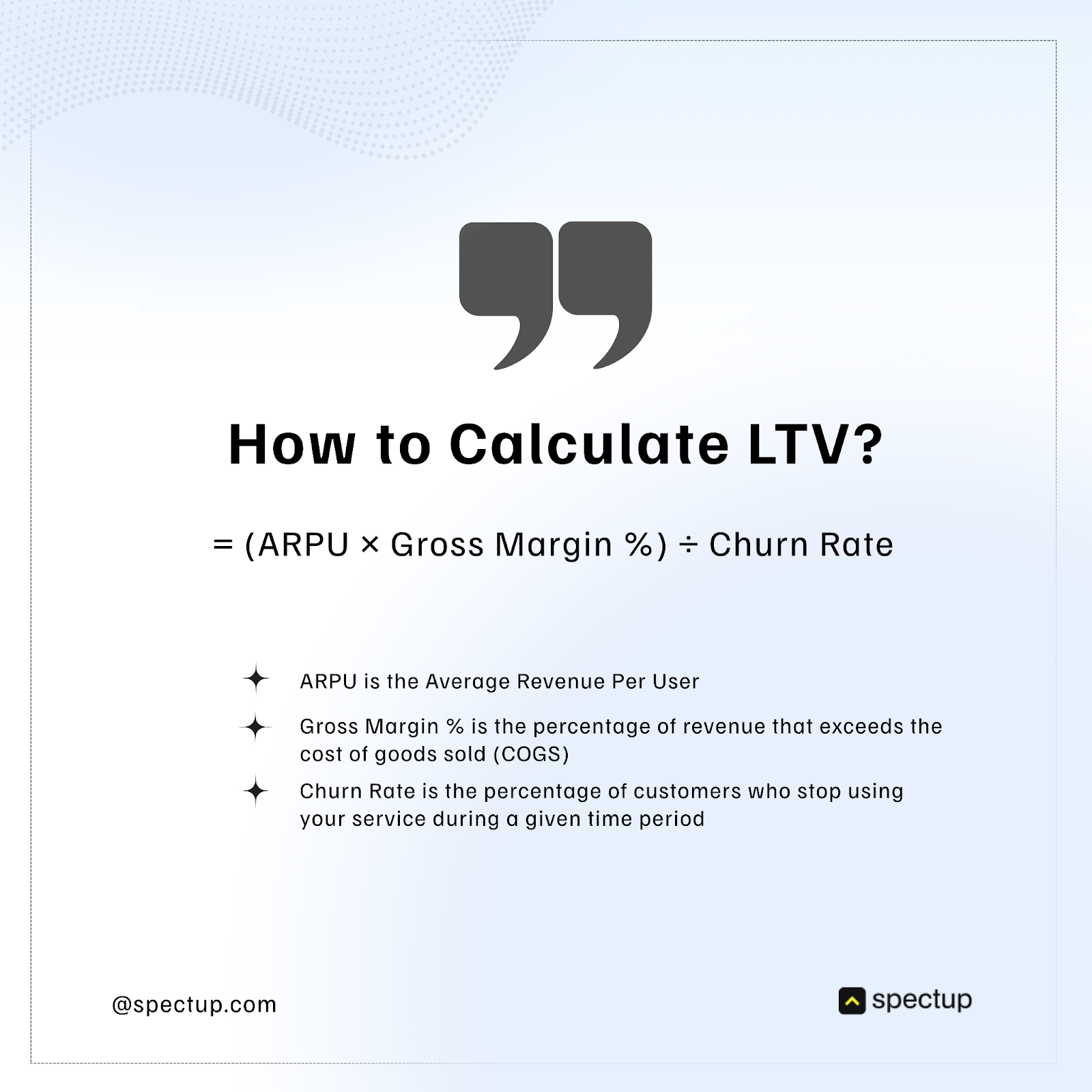 Graphic is showing how to calculate LTV and LTV:CAC Ratio. 