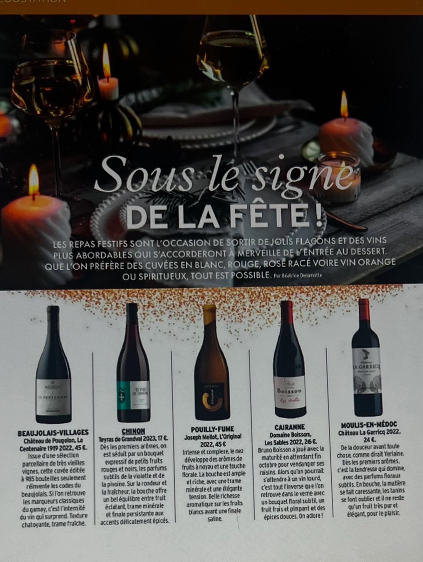 Merci à @cuisineetvinsdefrance de mettre à l’honneur @teyras_de_grandval pour les fêtes de fin d’année