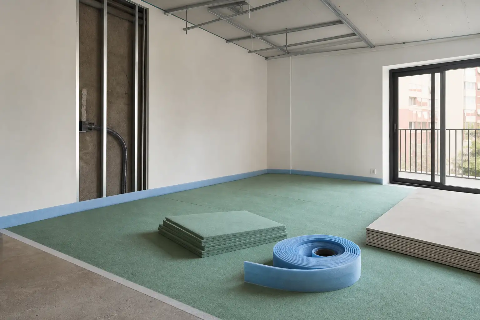 Materiais e componentes para isolamento acústico de pavimento e teto durante uma remodelação