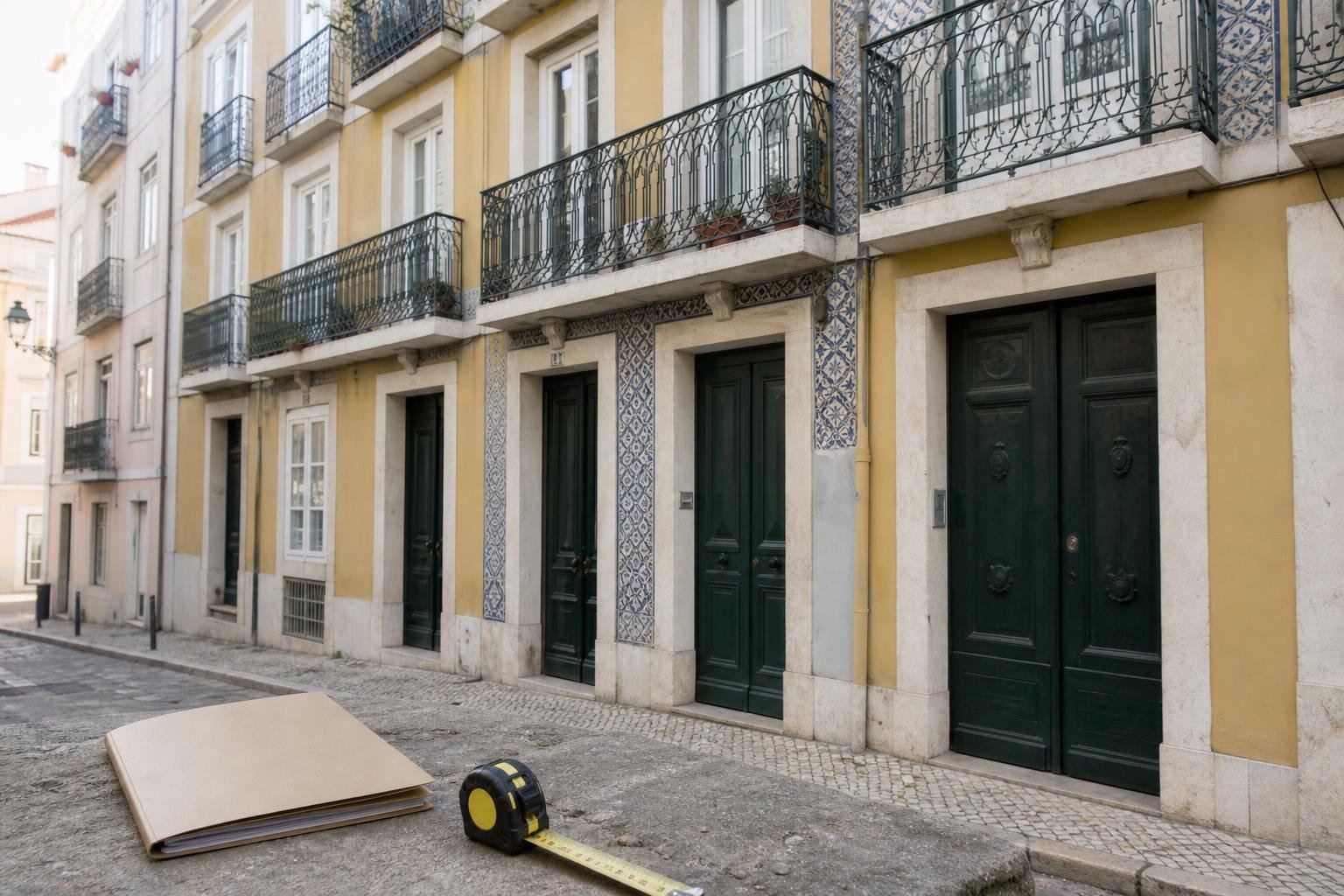 Traditional Lisbon residential building viewed from the street, illustrating the purchase of a share in a building