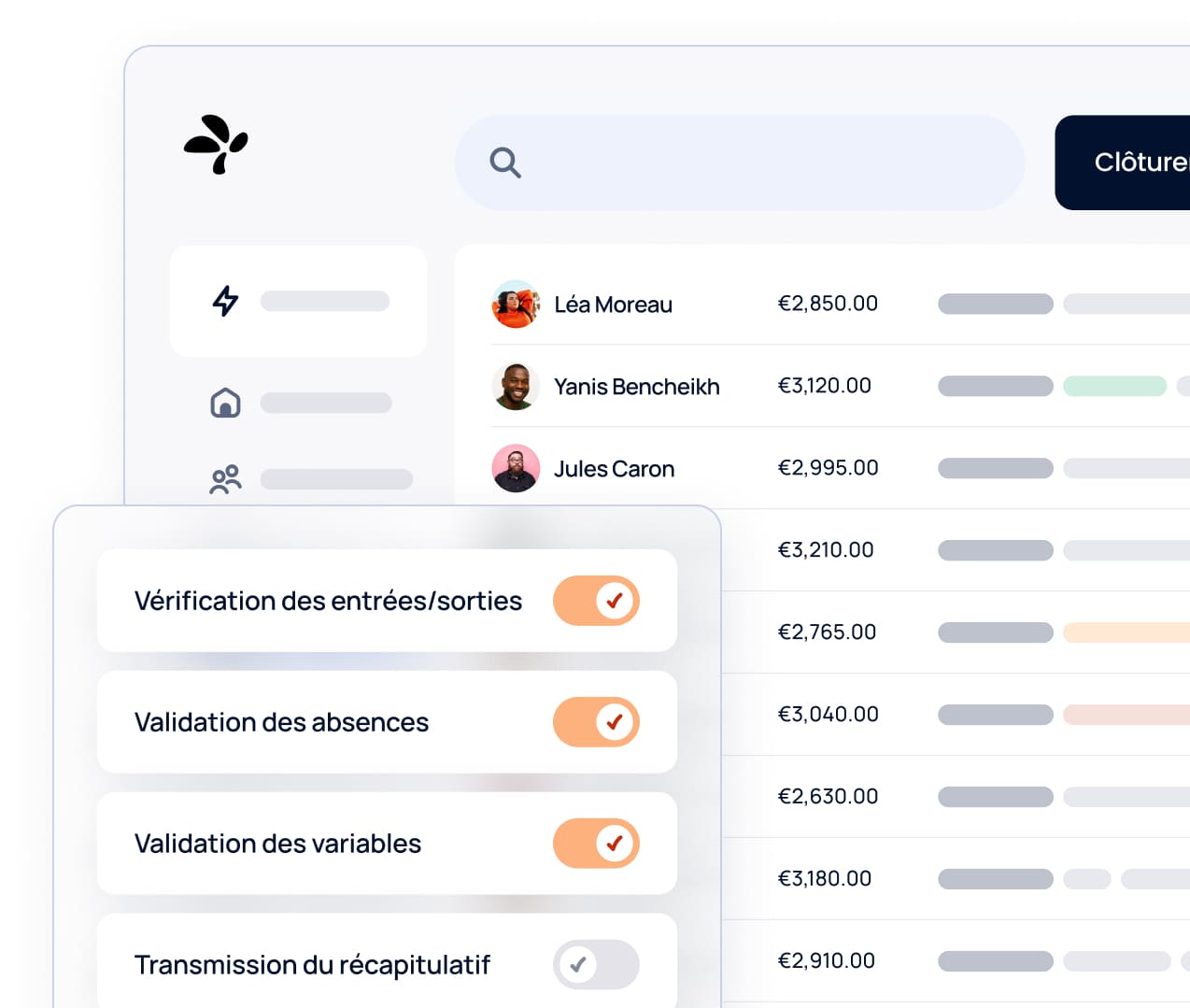 interface logiciel de gestion de la paie et des RH pour les TPE PME
