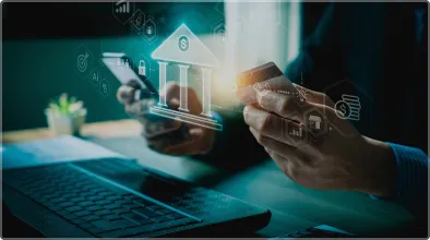 Person using a smartphone banking app, symbolizing everyday FinTech accessibility.