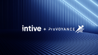 Logos on a blue background illustrating the partnership between intive and ProVoyance