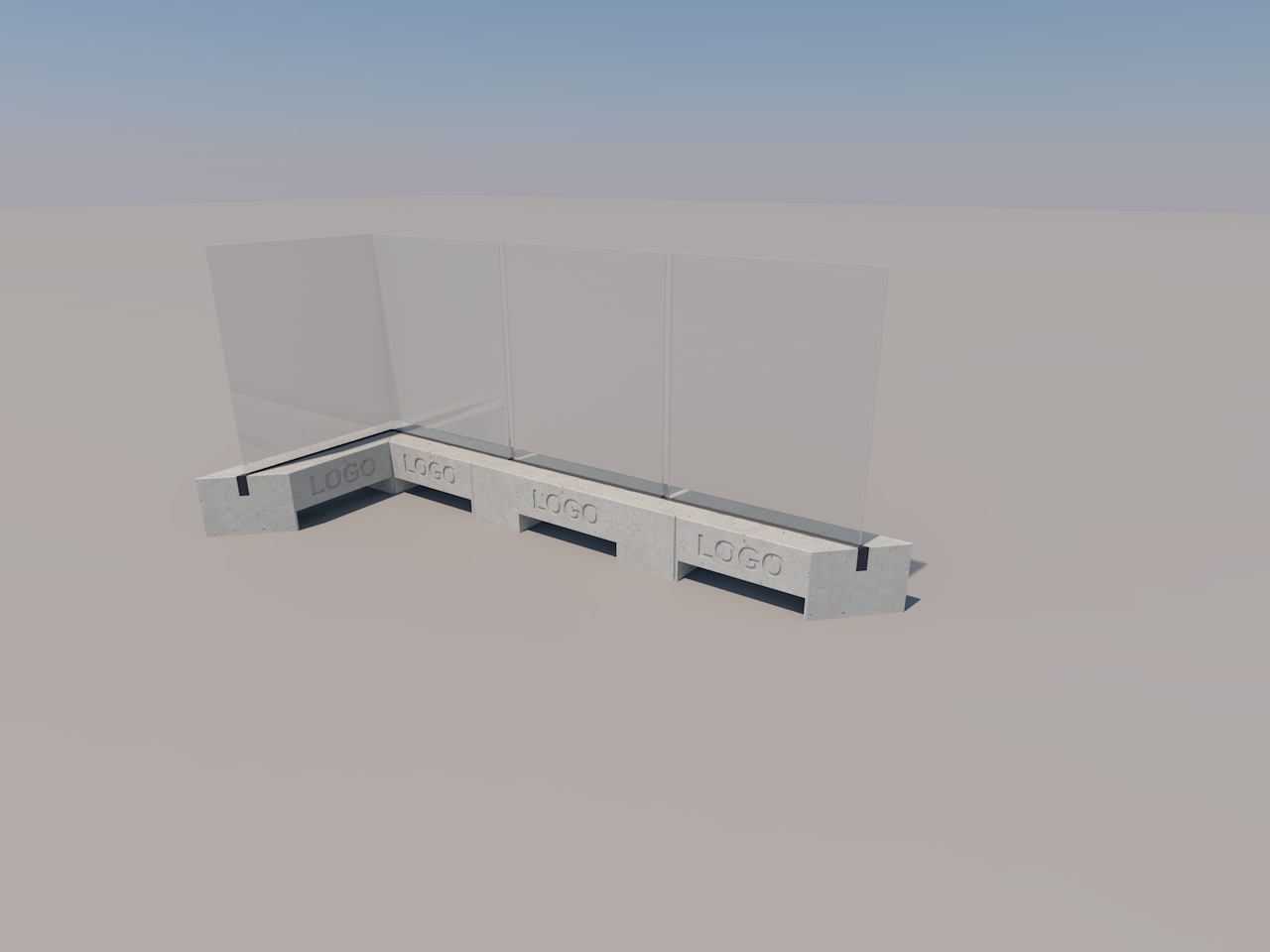 Windschutz Gastronomie unterfahrbar Beton