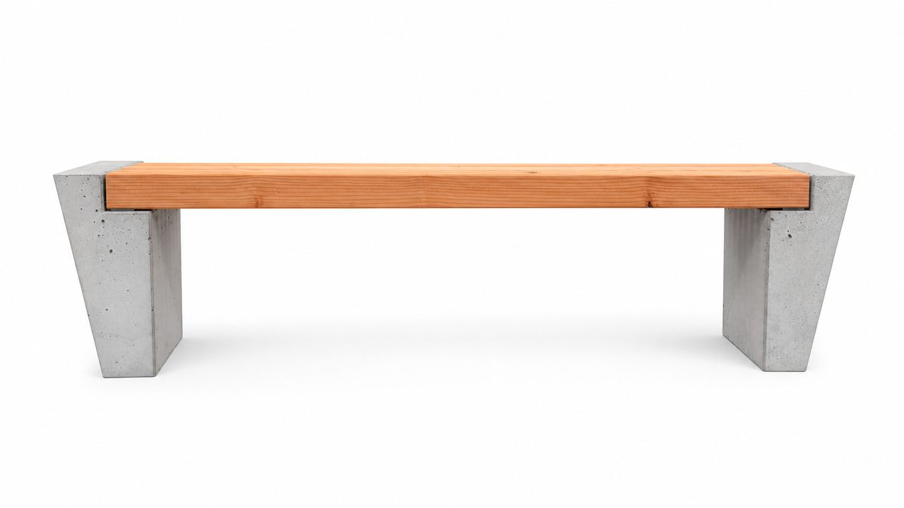 Betonblock mit Holzauflage für Innen und Außen.