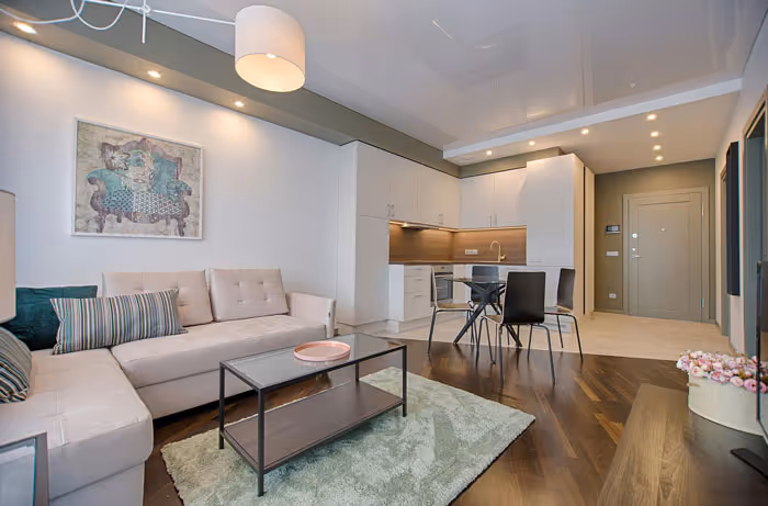 Salon aménagé et décoré