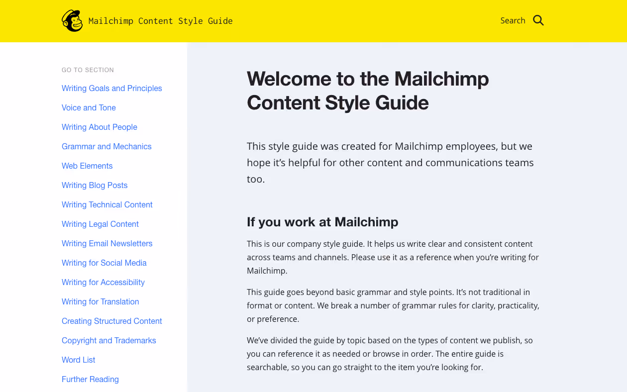Content Style Guide - Mailchimp - DocToolHub