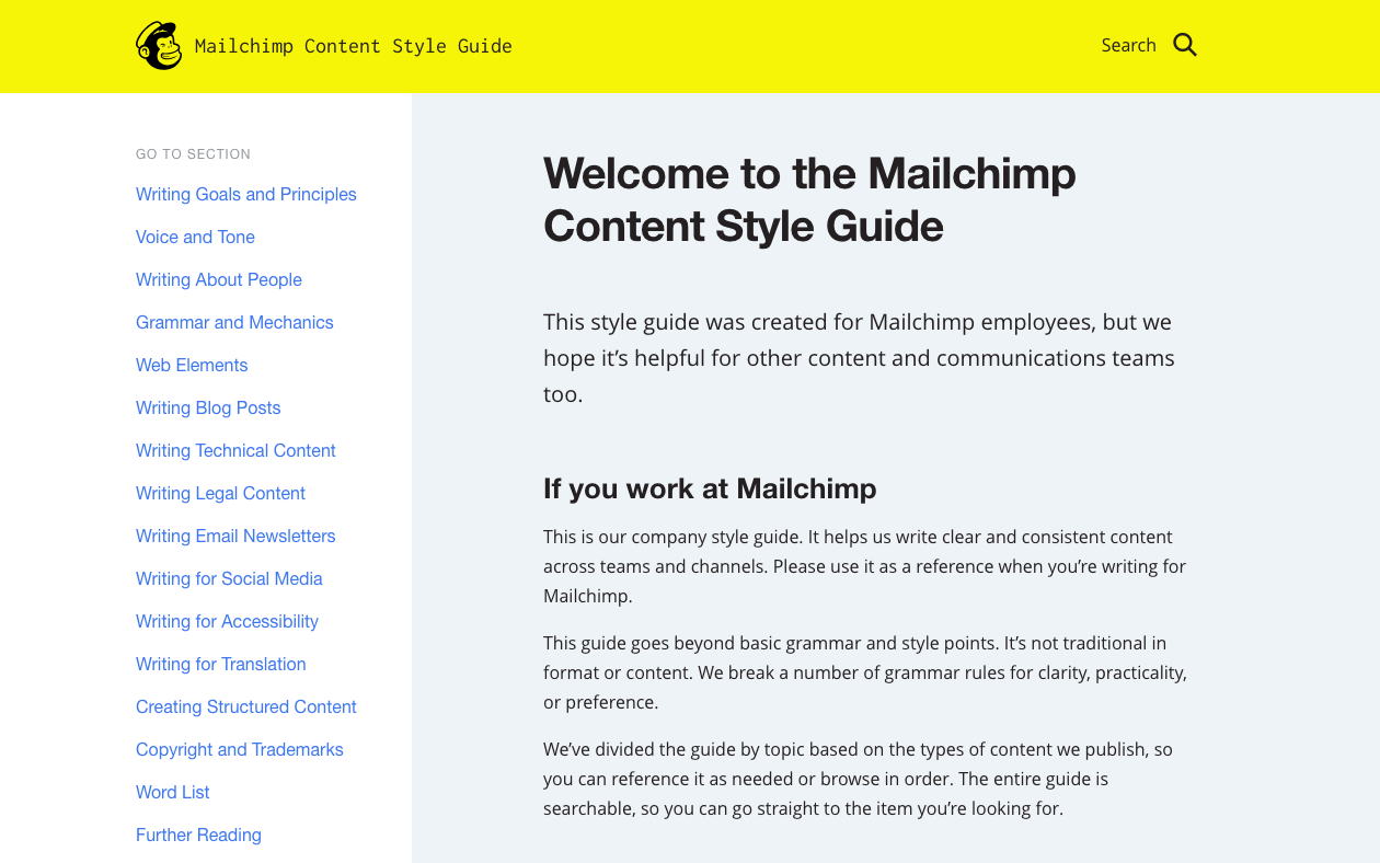 Content Style Guide - Mailchimp - DocToolHub