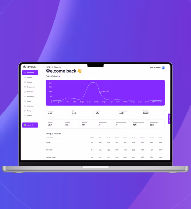 Amego event mobile app web-based CMS 