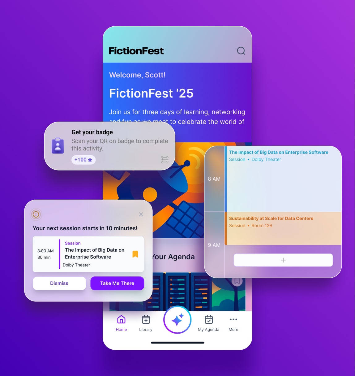 Sidekick event app notifications screens