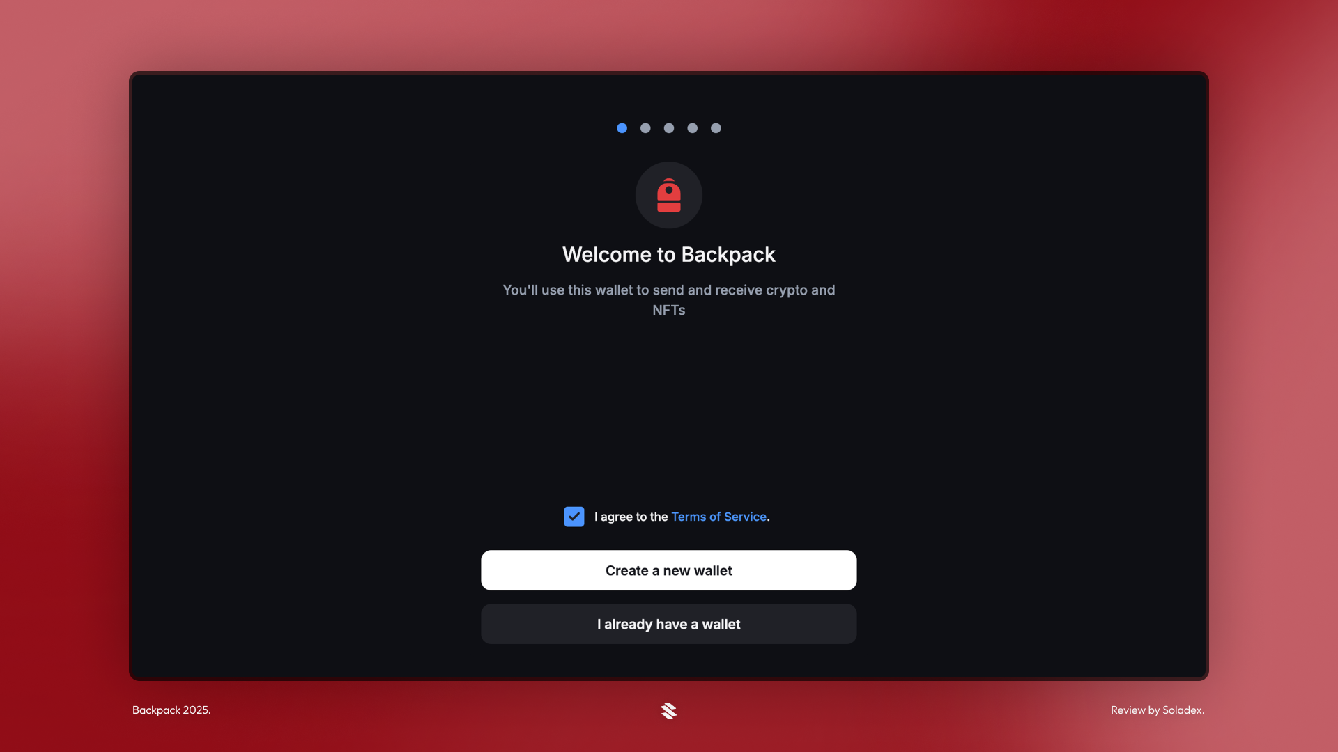 Creating a new wallet in Backpack