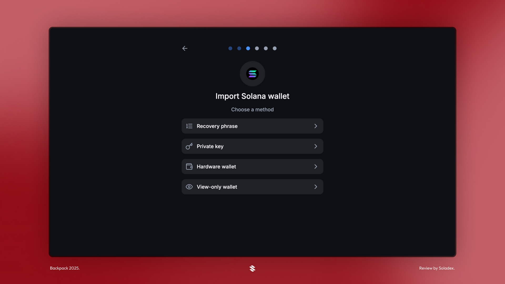 Importing a Solana wallet