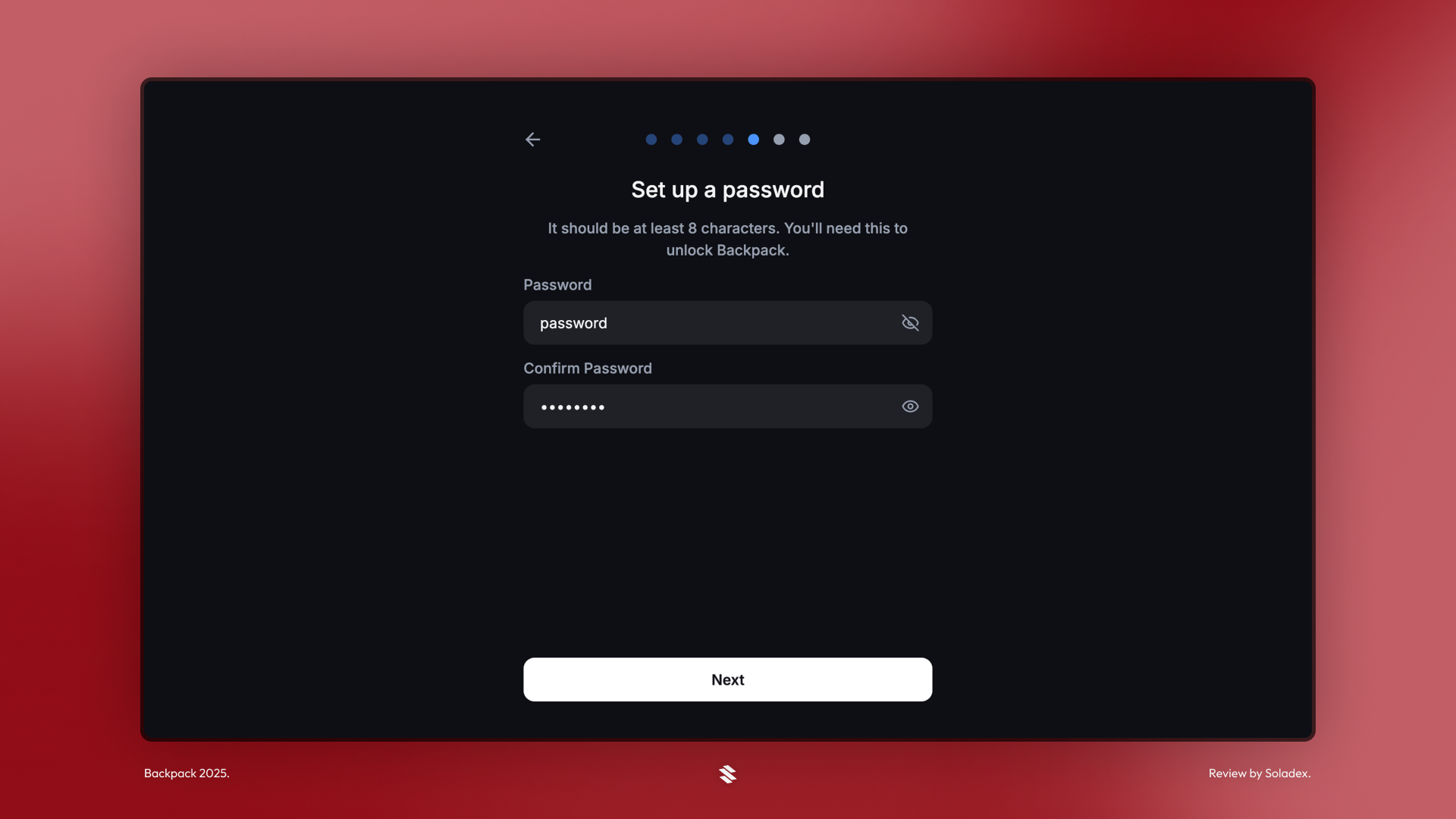 Protect your wallet with a password